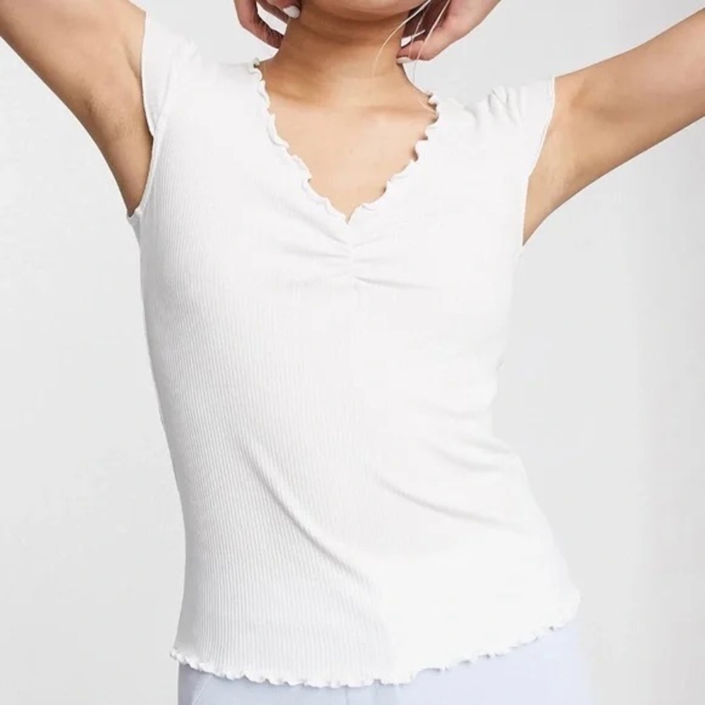 & Other Stories Ribbed V Neck Shirt